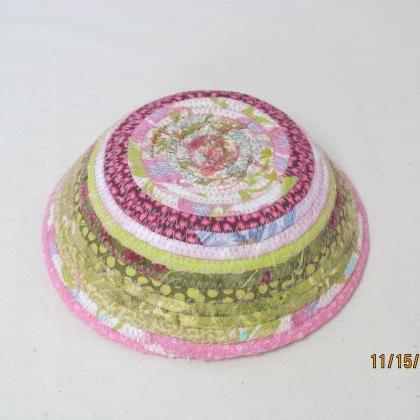 Round Cotton Fabric Coil Bowl Basket Pink And..