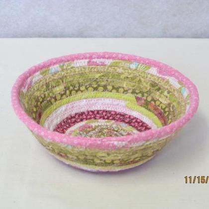 Round Cotton Fabric Coil Bowl Basket Pink And..