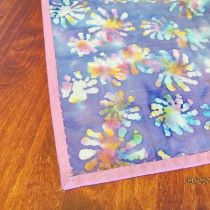 Blue Pink Purple Quilted Table Runner