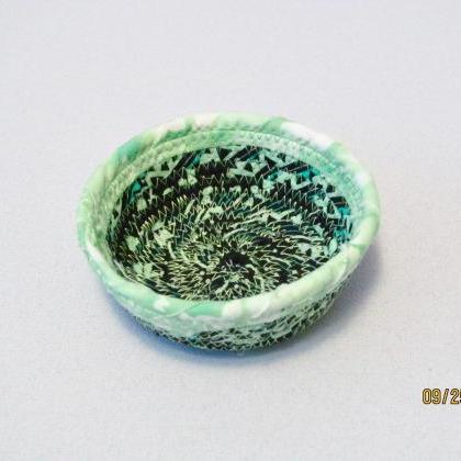 Green And Black Cotton Fabric Coil Bowl