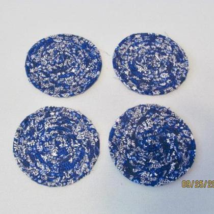 Blue And White Round Coasters Cotton Fabric Coil..