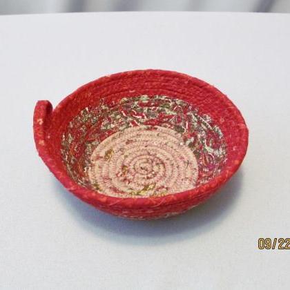 Cotton Fabric Coil Bowl/basket Pink, Mauve And..