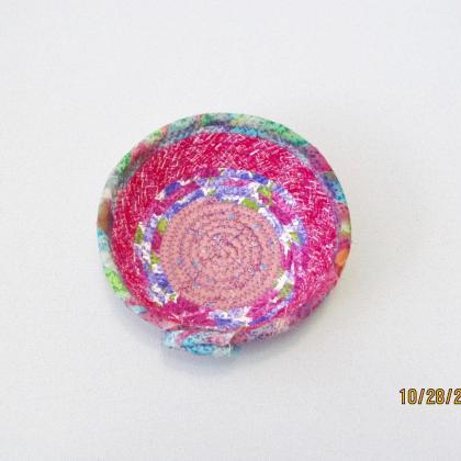Cotton Fabric Coil Cord Bowl Basket Pinks And..