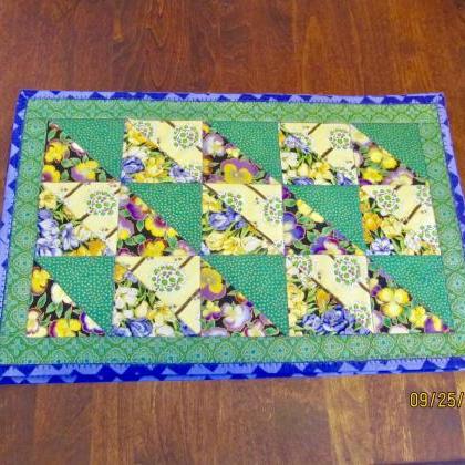 Placemat Set Of Four Quilted Cotton Fabric Green,..