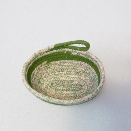 Cotton Fabric Green Coil Oval Bowl