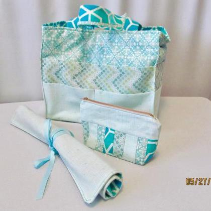 Knittng/crochet Project Bag Set With Needle/hook..