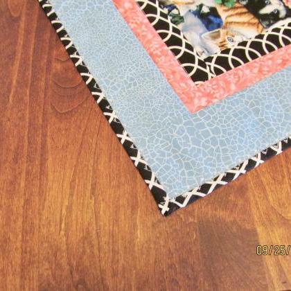 Quilted Cotton Fabric Table Runner Topper Kittens..