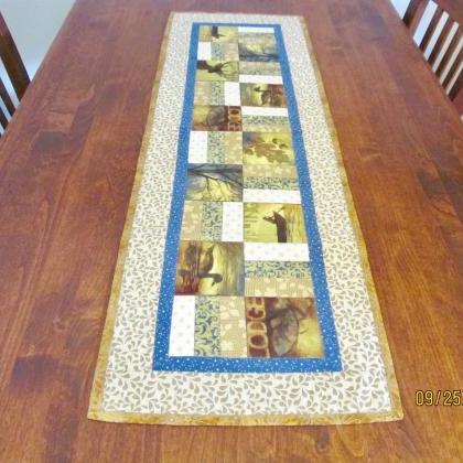 Cotton Quilted Table Runner Fall Colors