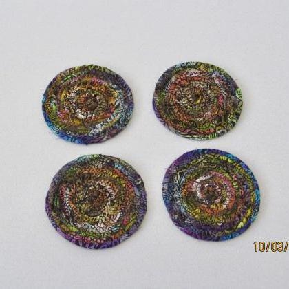 Set Of Four Fabric Coasters Cotton Cord Coil..