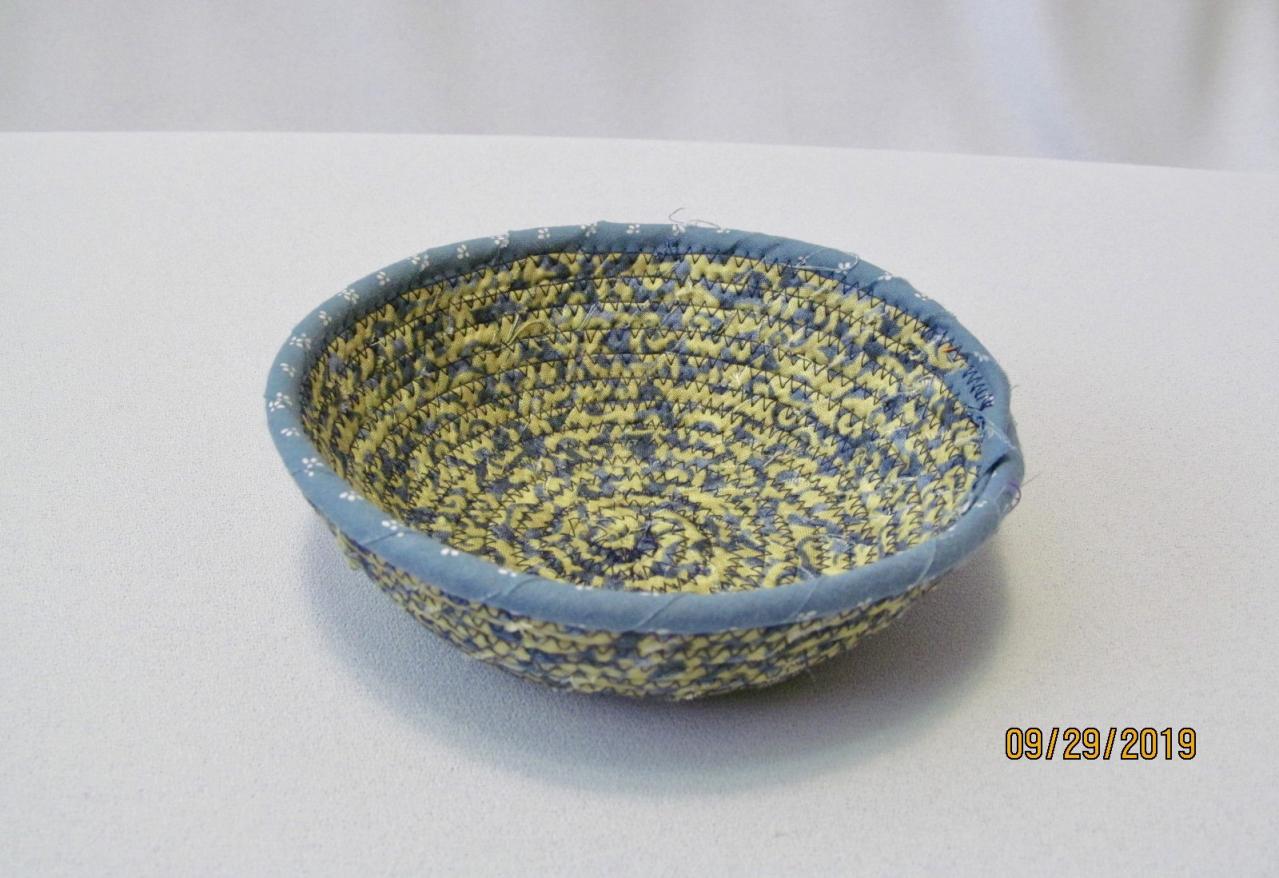 Round Cotton Fabric Coil Cord Bowl Yellow Blue