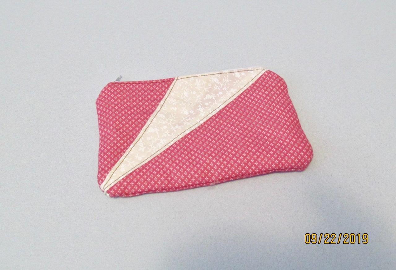 Red And Cream Zippered Pouch/bag Makeup Notions