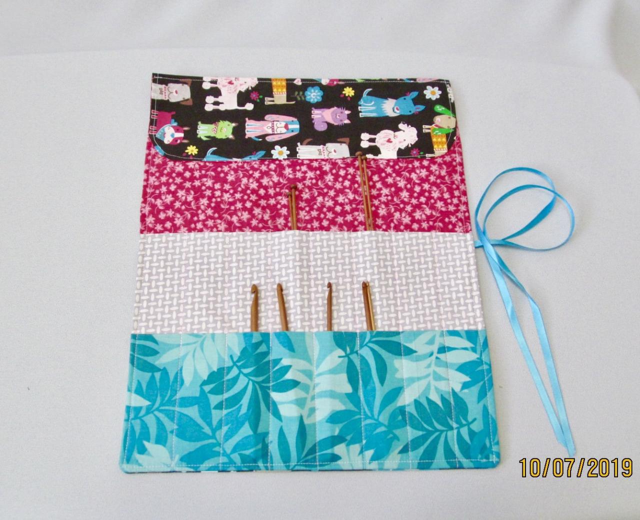 Crochet Hook/knitting Needle Roll-up Fabric Organizer